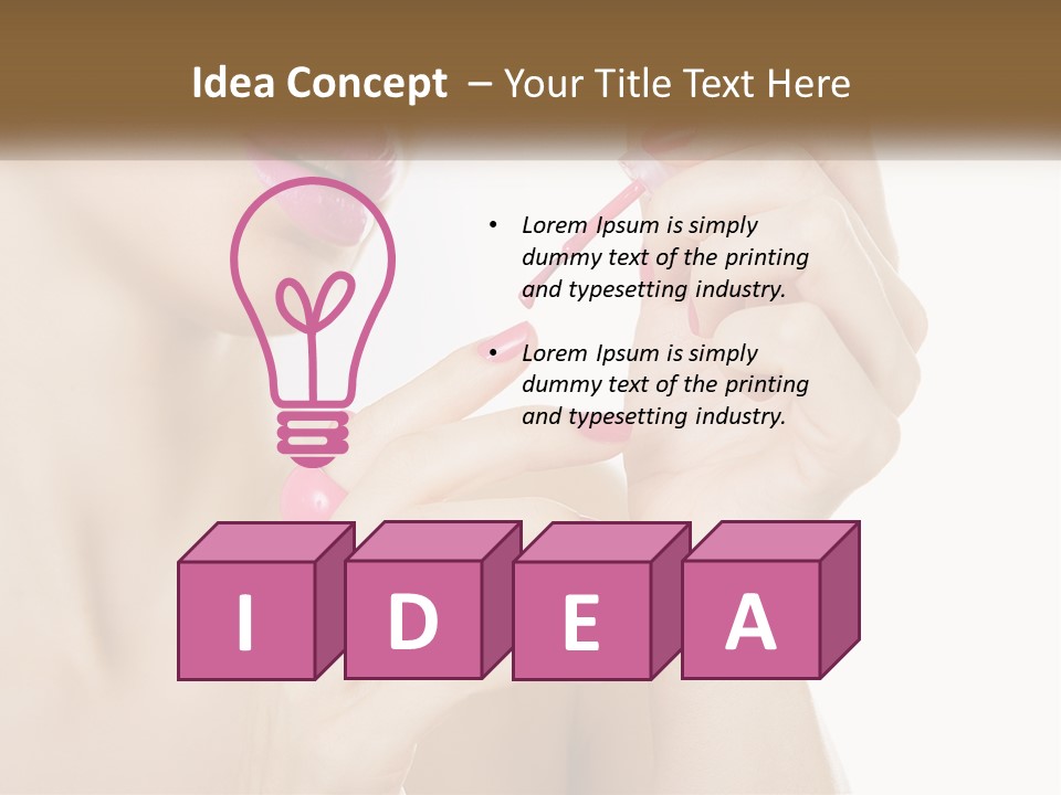 A Woman With Pink Nail Polish Holding A Pink Toothbrush PowerPoint Template