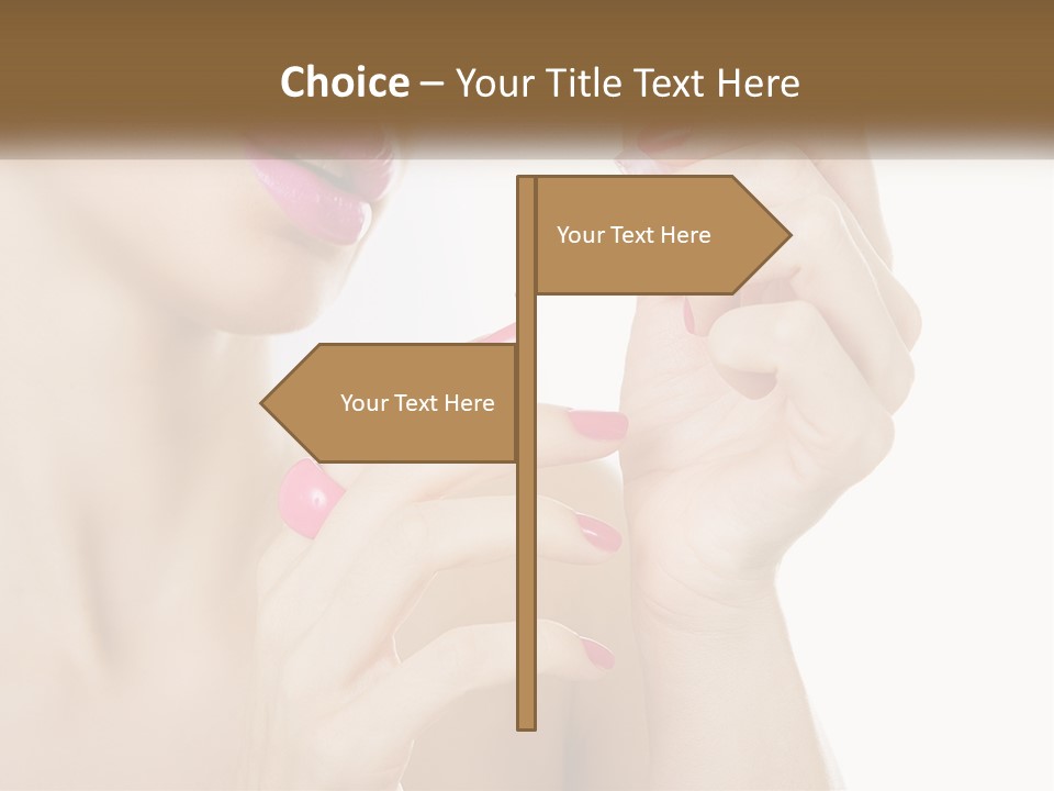 A Woman With Pink Nail Polish Holding A Pink Toothbrush PowerPoint Template