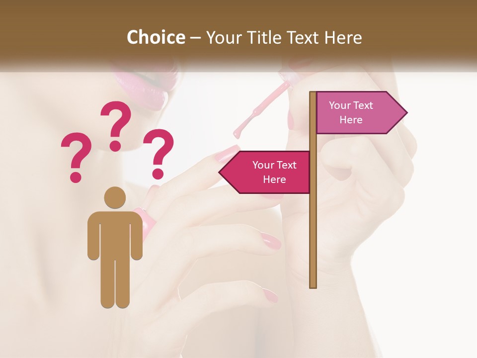 A Woman With Pink Nail Polish Holding A Pink Toothbrush PowerPoint Template
