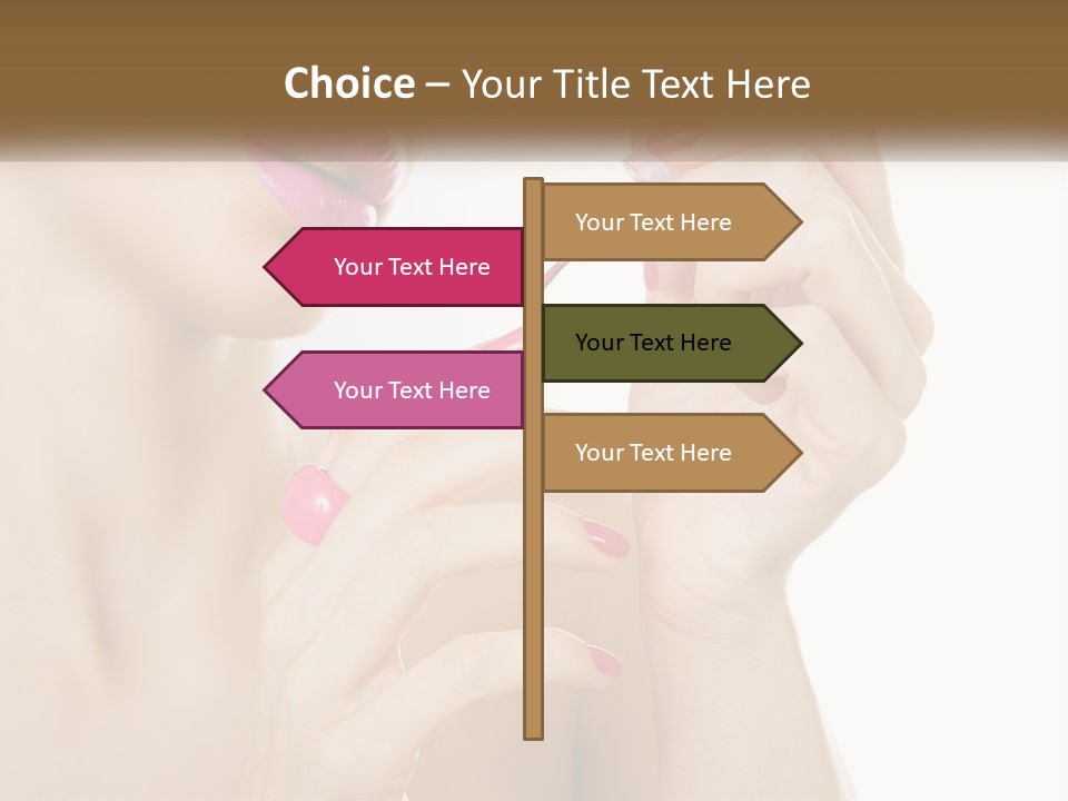A Woman With Pink Nail Polish Holding A Pink Toothbrush PowerPoint Template