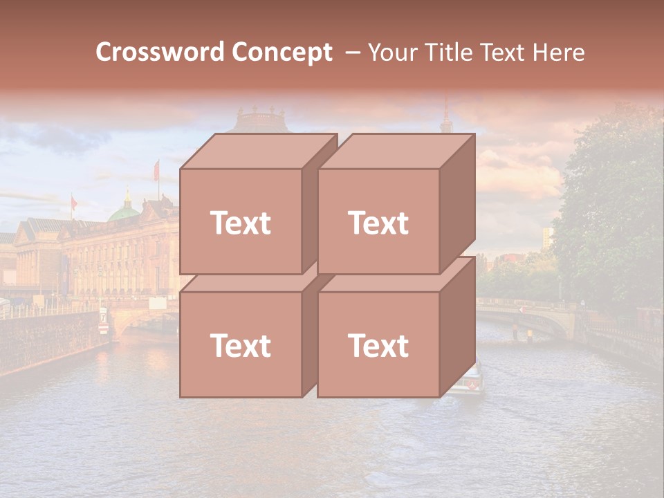 A Boat Traveling Down A River Next To A Tall Building PowerPoint Template