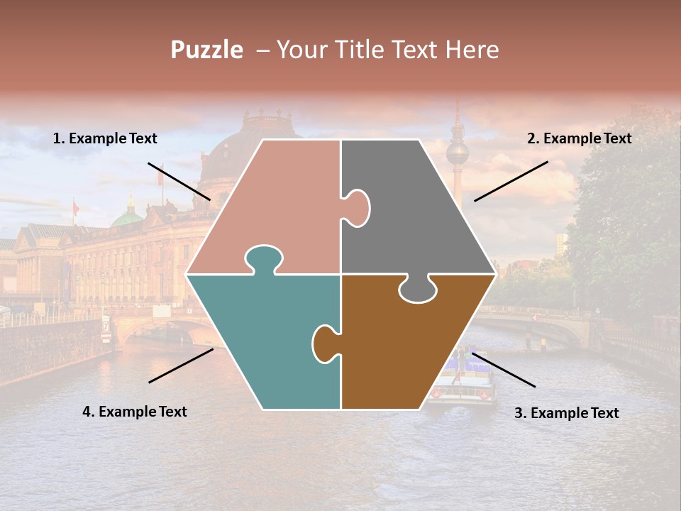 A Boat Traveling Down A River Next To A Tall Building PowerPoint Template