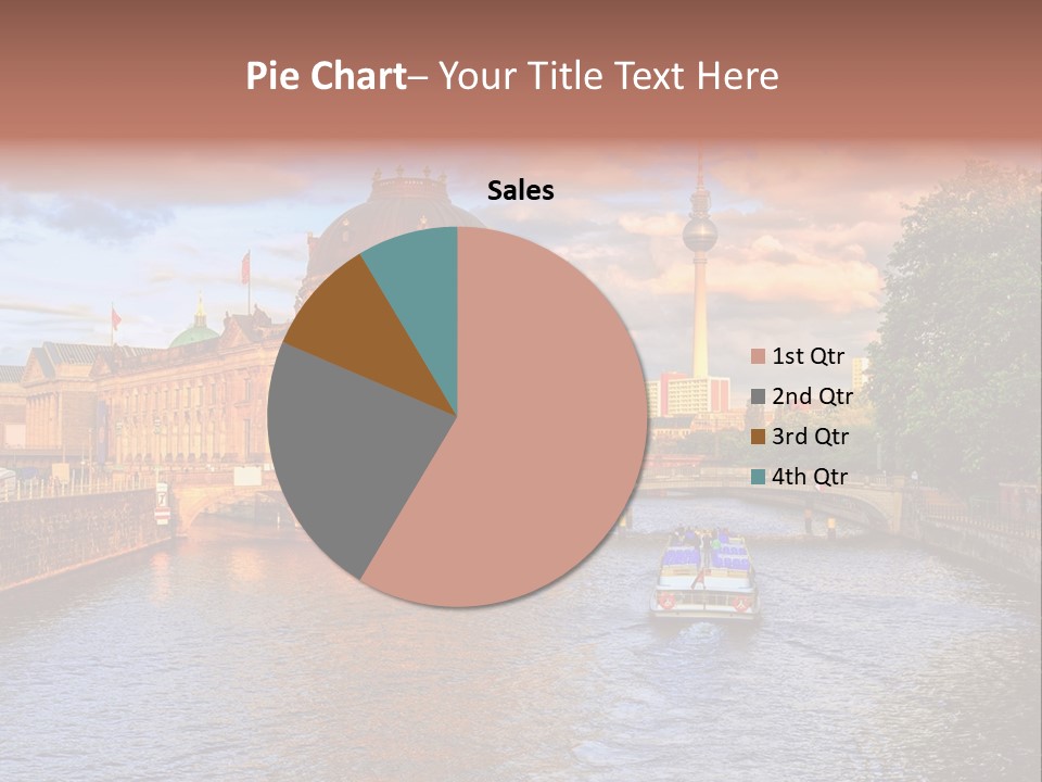 A Boat Traveling Down A River Next To A Tall Building PowerPoint Template