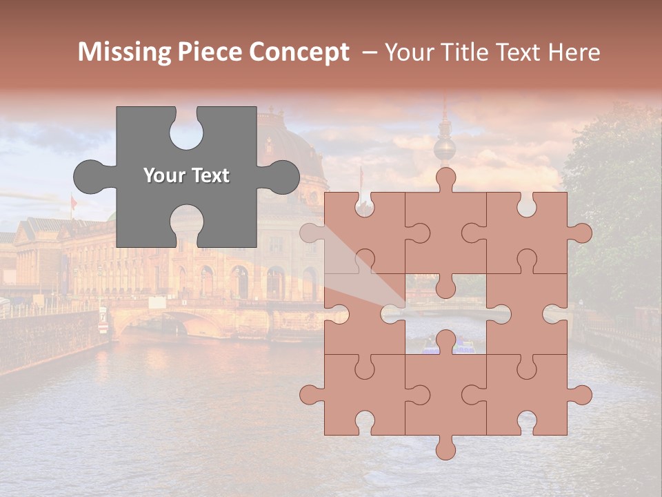 A Boat Traveling Down A River Next To A Tall Building PowerPoint Template