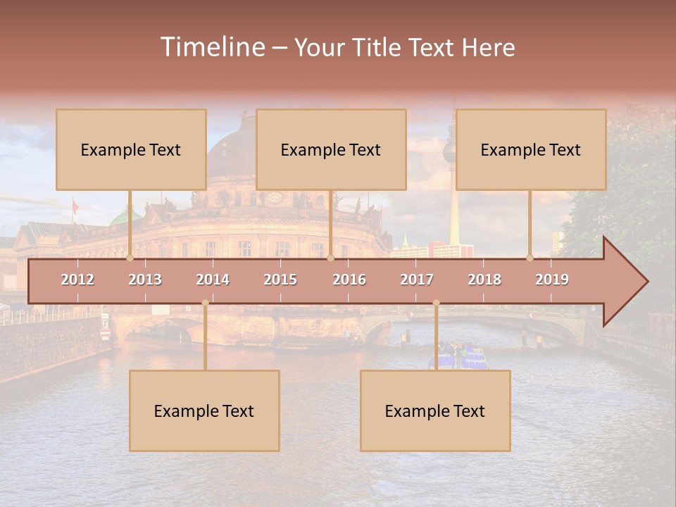 A Boat Traveling Down A River Next To A Tall Building PowerPoint Template