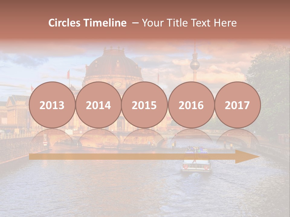 A Boat Traveling Down A River Next To A Tall Building PowerPoint Template