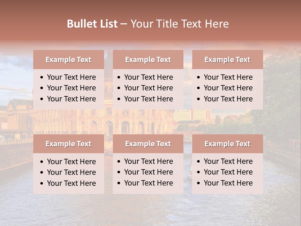 A Boat Traveling Down A River Next To A Tall Building PowerPoint Template