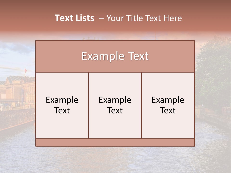 A Boat Traveling Down A River Next To A Tall Building PowerPoint Template