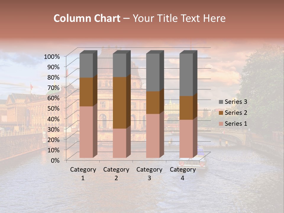 A Boat Traveling Down A River Next To A Tall Building PowerPoint Template