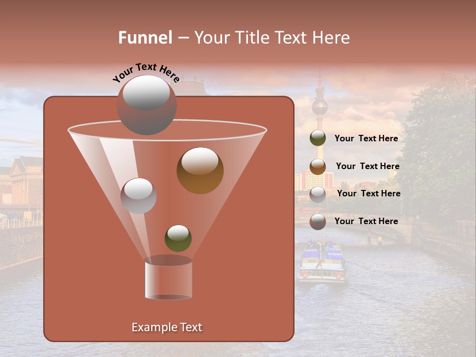 A Boat Traveling Down A River Next To A Tall Building PowerPoint Template