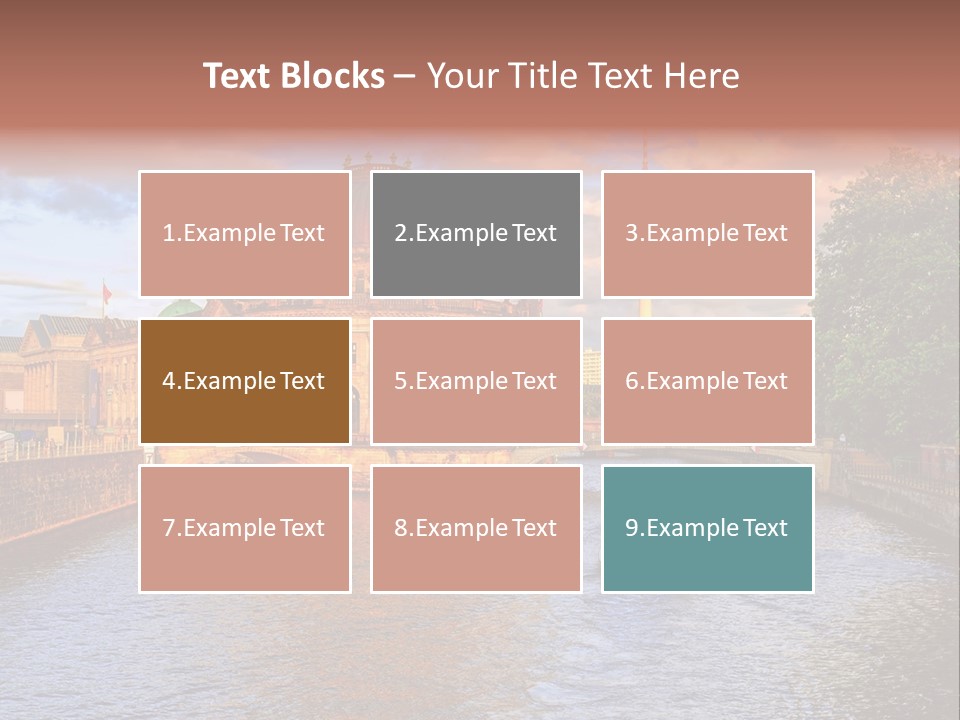 A Boat Traveling Down A River Next To A Tall Building PowerPoint Template