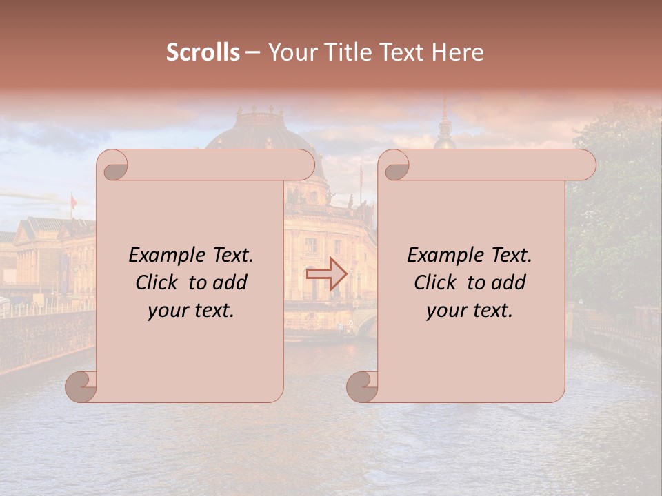 A Boat Traveling Down A River Next To A Tall Building PowerPoint Template