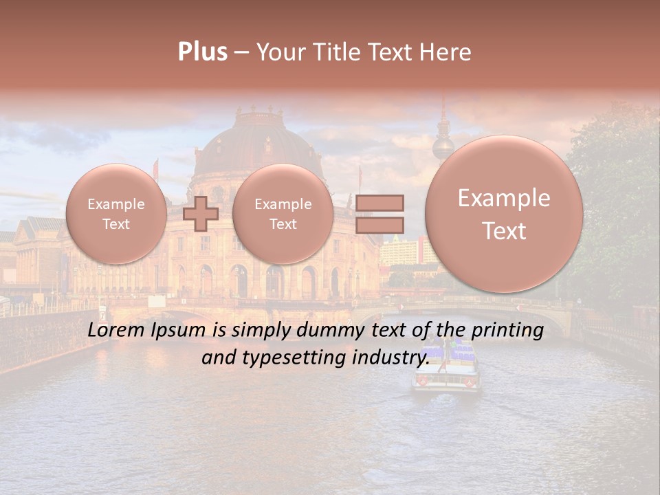 A Boat Traveling Down A River Next To A Tall Building PowerPoint Template