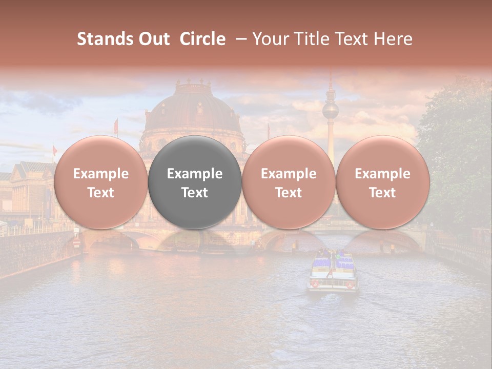 A Boat Traveling Down A River Next To A Tall Building PowerPoint Template