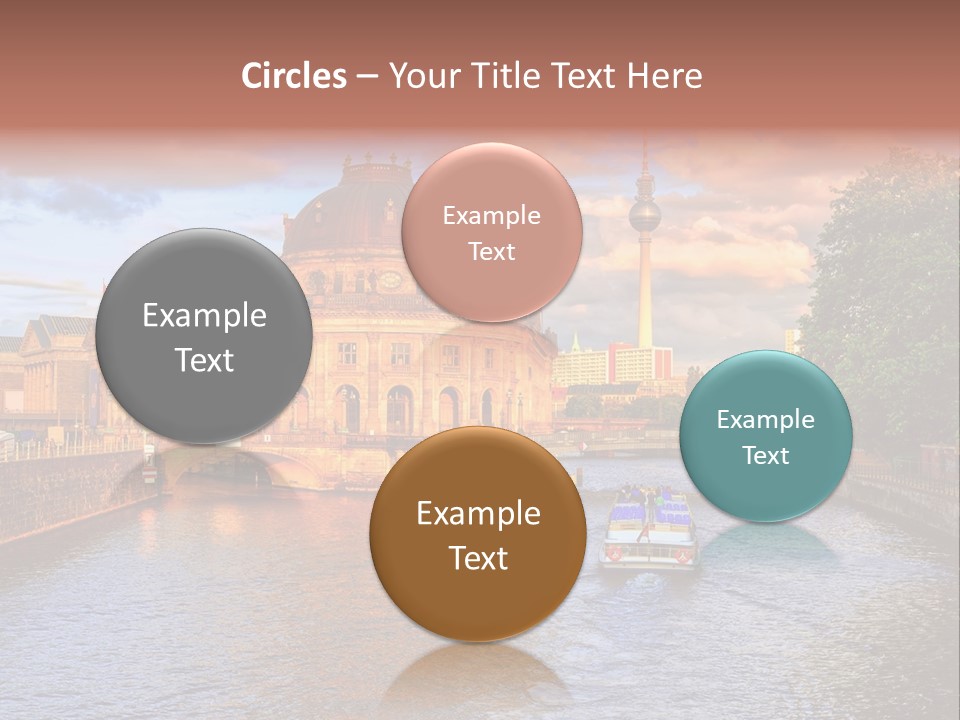 A Boat Traveling Down A River Next To A Tall Building PowerPoint Template