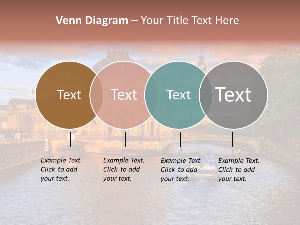 A Boat Traveling Down A River Next To A Tall Building PowerPoint Template