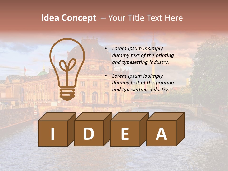 A Boat Traveling Down A River Next To A Tall Building PowerPoint Template