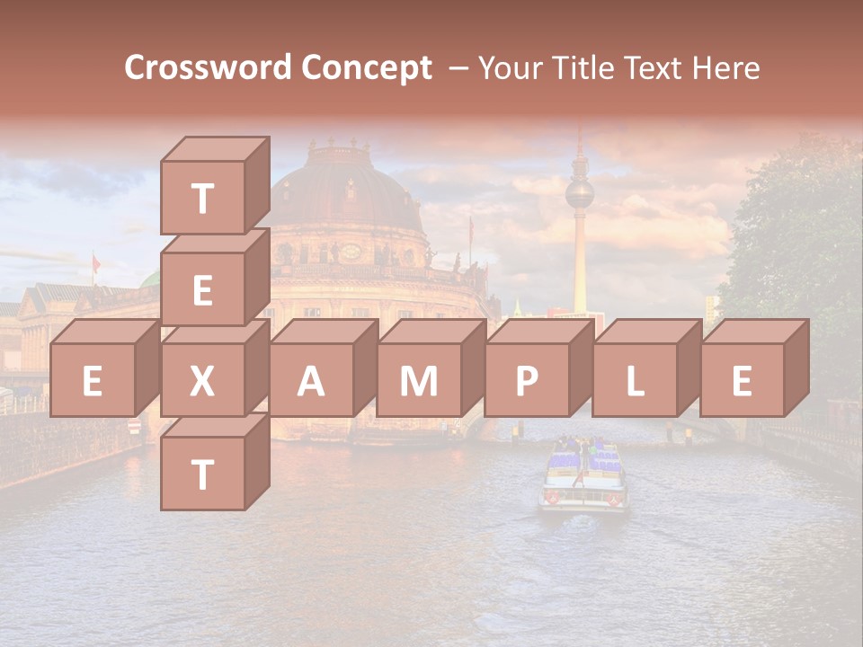 A Boat Traveling Down A River Next To A Tall Building PowerPoint Template