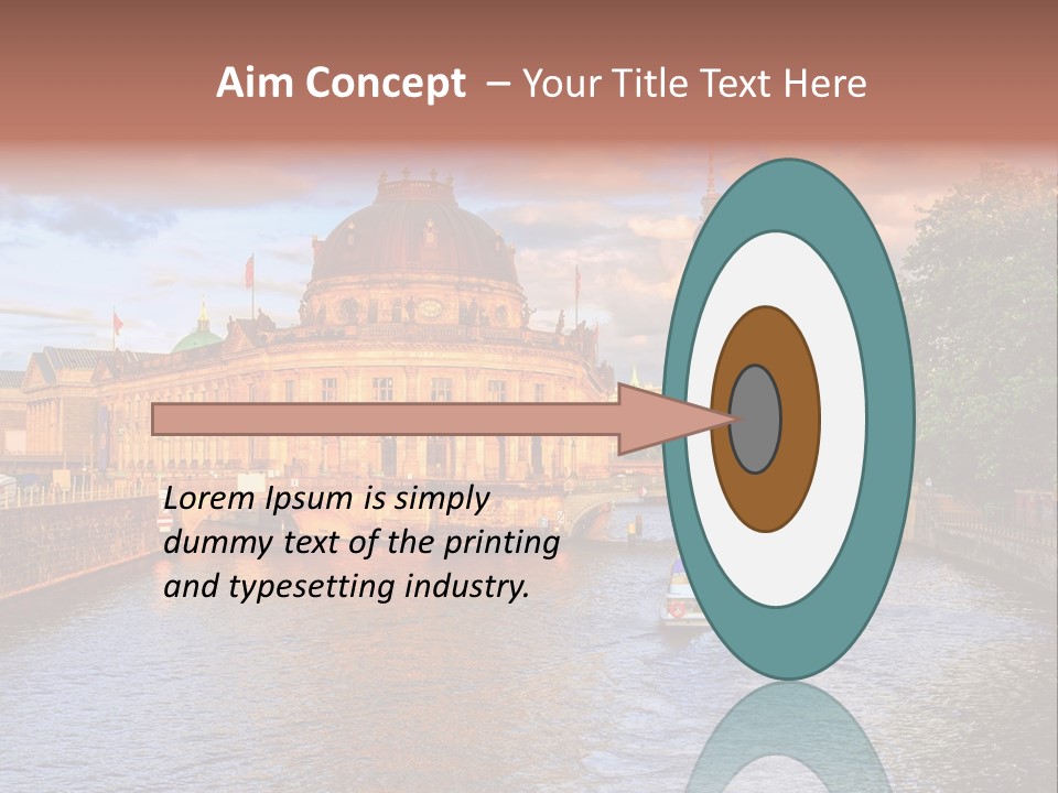 A Boat Traveling Down A River Next To A Tall Building PowerPoint Template