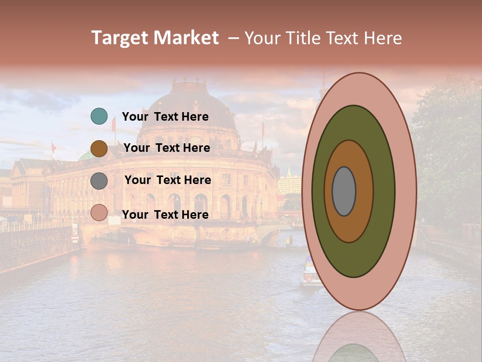 A Boat Traveling Down A River Next To A Tall Building PowerPoint Template