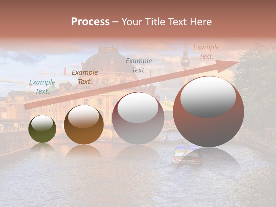 A Boat Traveling Down A River Next To A Tall Building PowerPoint Template