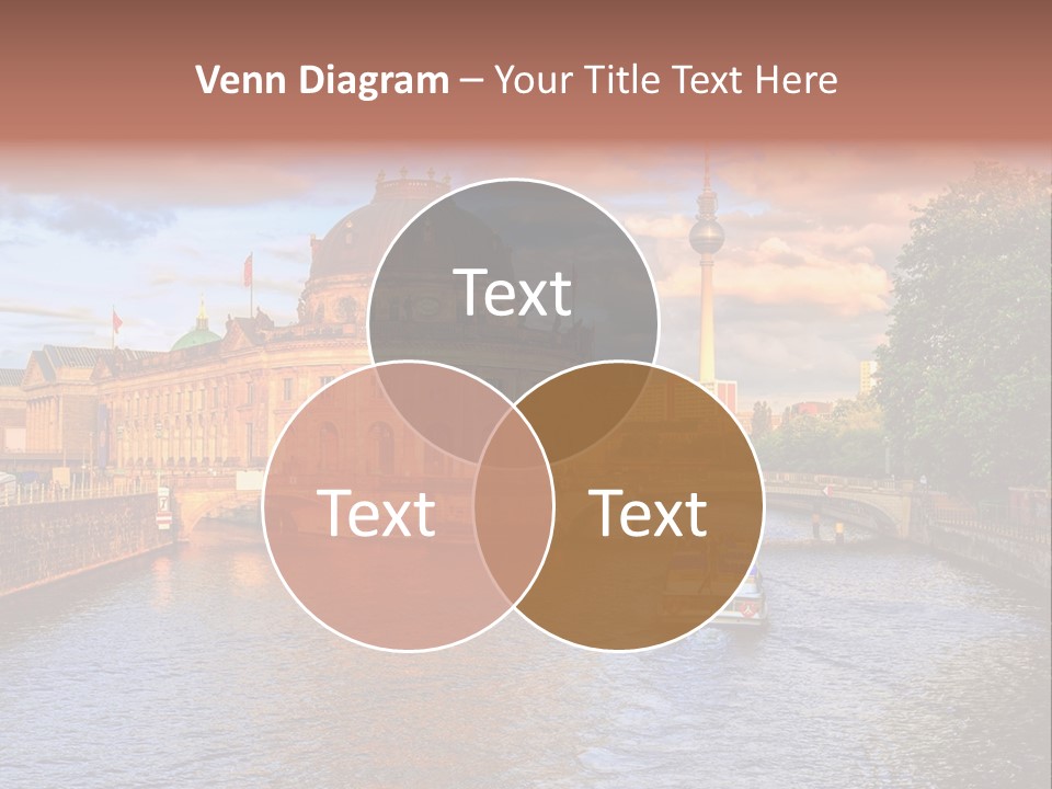 A Boat Traveling Down A River Next To A Tall Building PowerPoint Template