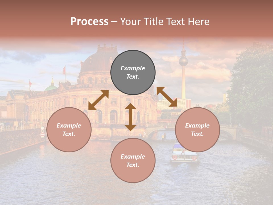 A Boat Traveling Down A River Next To A Tall Building PowerPoint Template