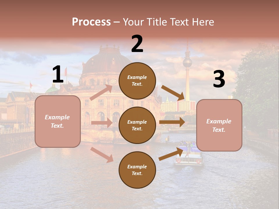 A Boat Traveling Down A River Next To A Tall Building PowerPoint Template