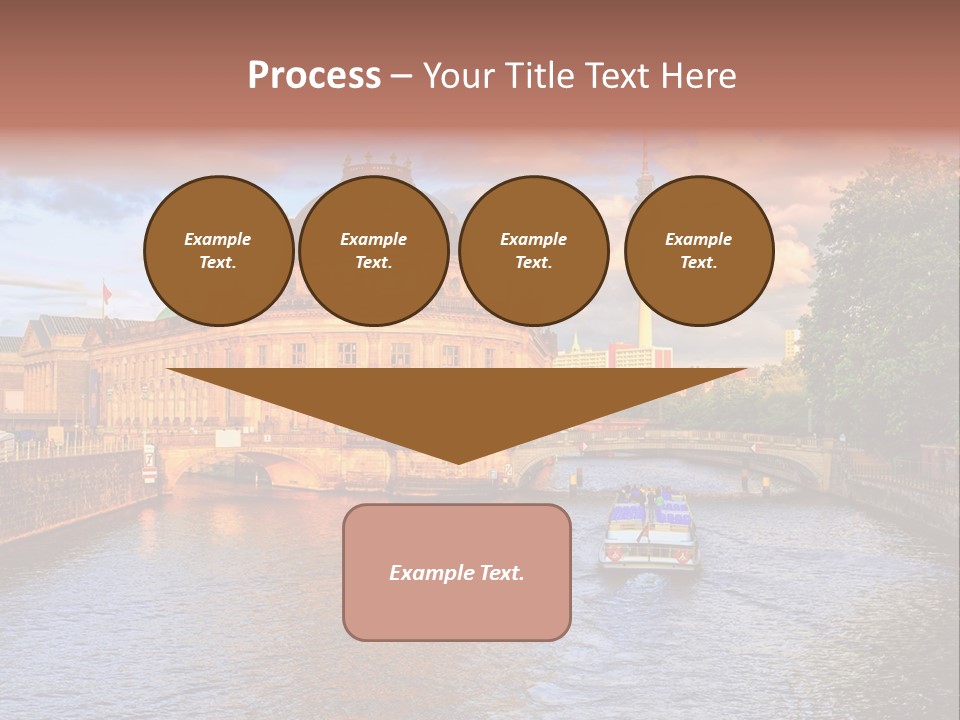 A Boat Traveling Down A River Next To A Tall Building PowerPoint Template