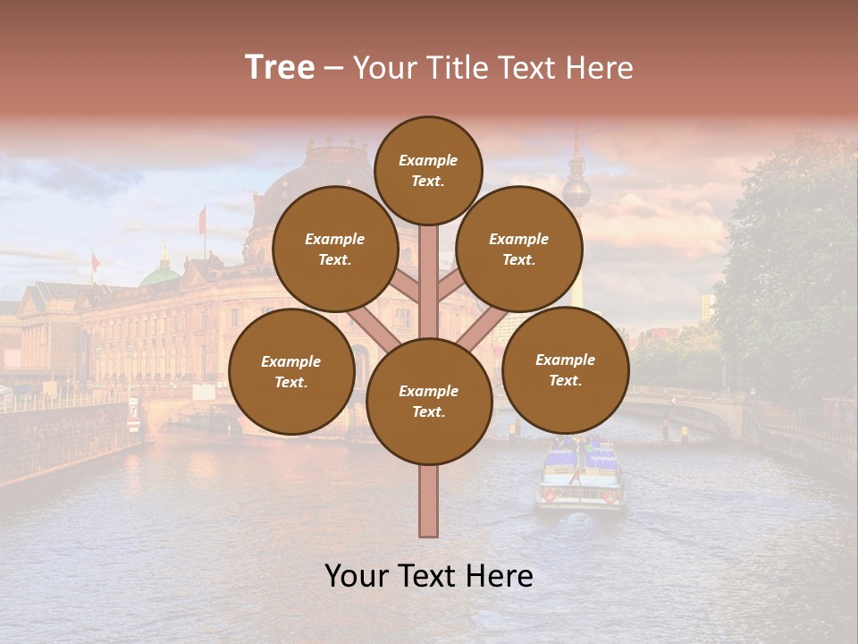 A Boat Traveling Down A River Next To A Tall Building PowerPoint Template