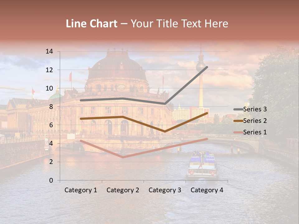 A Boat Traveling Down A River Next To A Tall Building PowerPoint Template