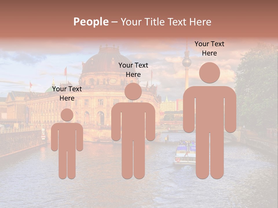 A Boat Traveling Down A River Next To A Tall Building PowerPoint Template