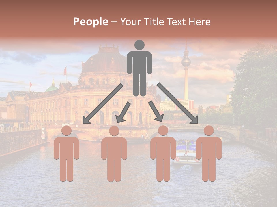 A Boat Traveling Down A River Next To A Tall Building PowerPoint Template