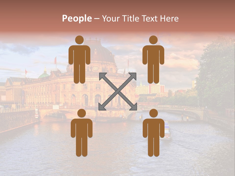 A Boat Traveling Down A River Next To A Tall Building PowerPoint Template