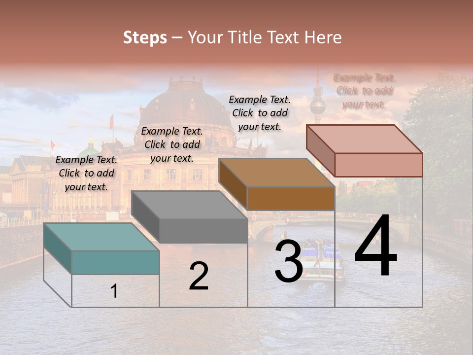A Boat Traveling Down A River Next To A Tall Building PowerPoint Template