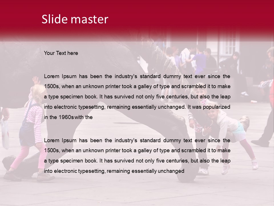 A Group Of Children Playing In Front Of A Statue PowerPoint Template