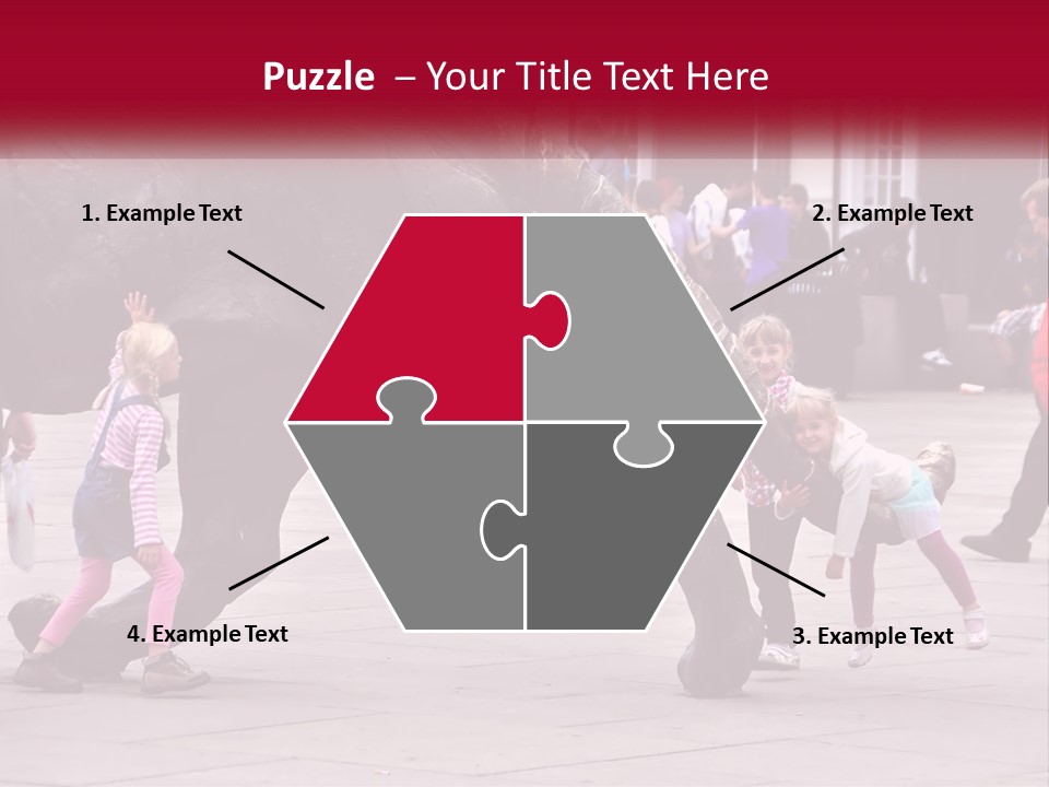 A Group Of Children Playing In Front Of A Statue PowerPoint Template