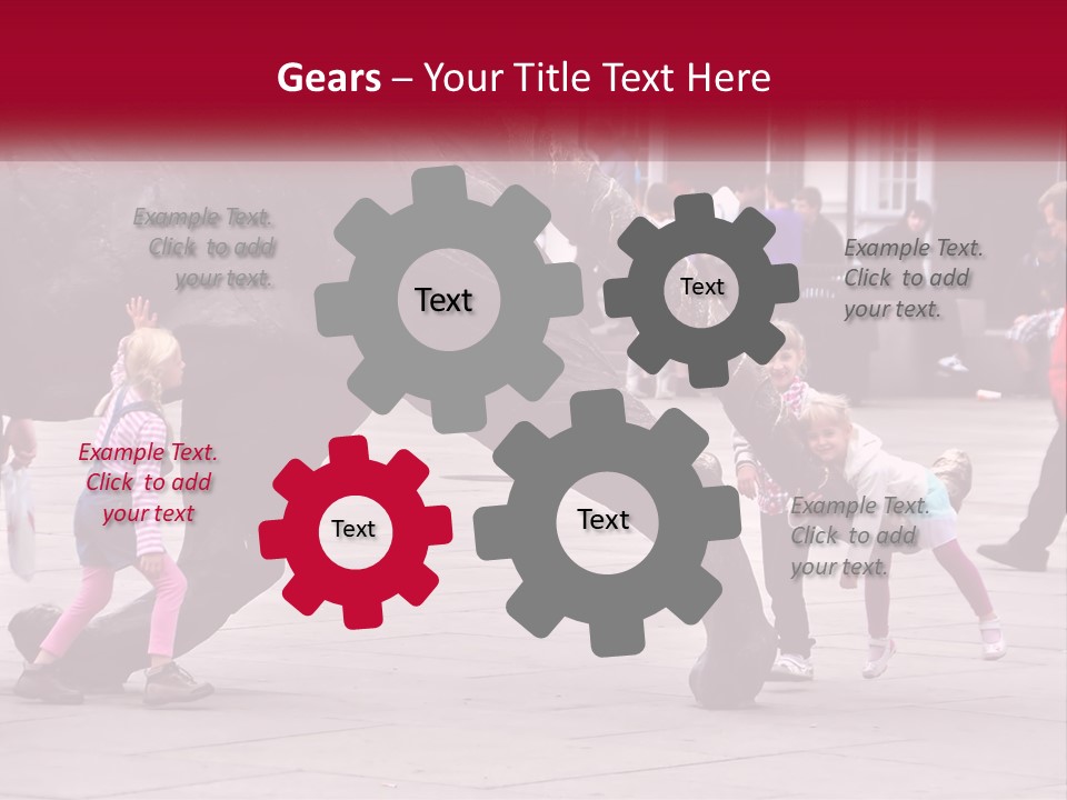 A Group Of Children Playing In Front Of A Statue PowerPoint Template