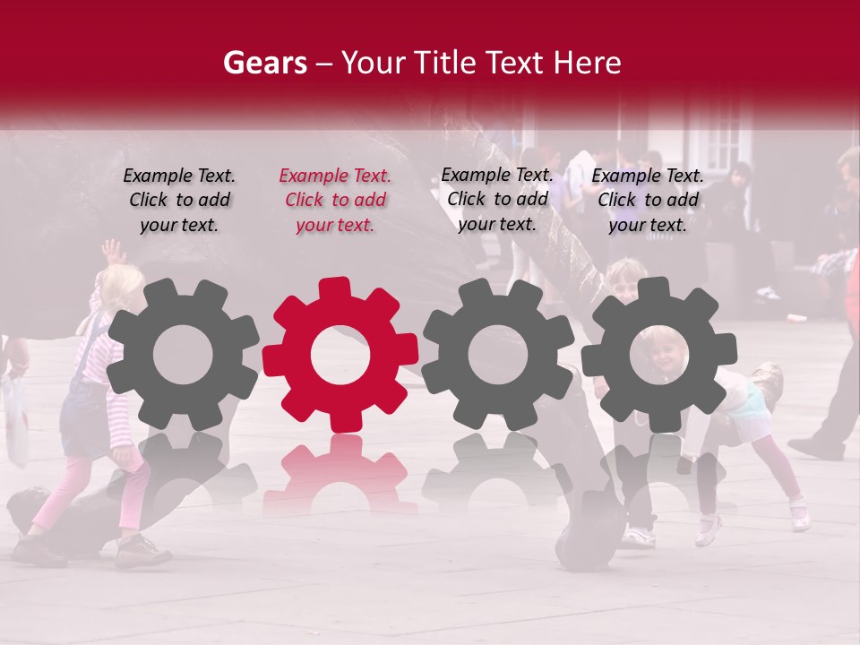 A Group Of Children Playing In Front Of A Statue PowerPoint Template