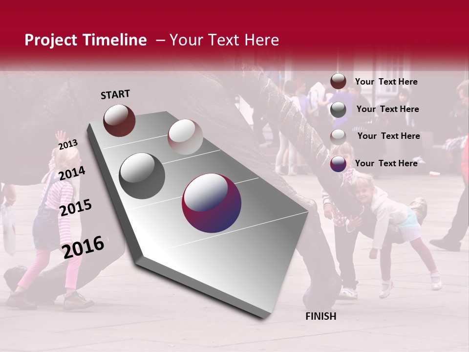 A Group Of Children Playing In Front Of A Statue PowerPoint Template