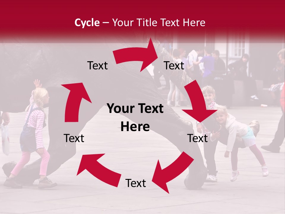 A Group Of Children Playing In Front Of A Statue PowerPoint Template