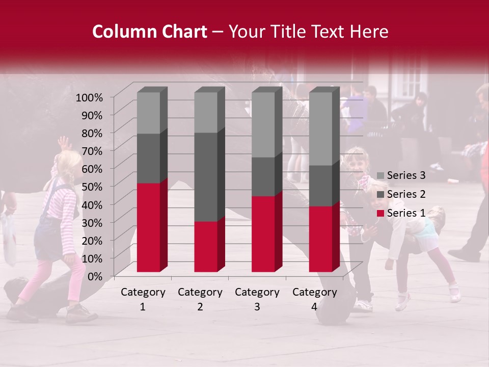 A Group Of Children Playing In Front Of A Statue PowerPoint Template