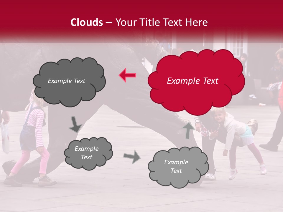 A Group Of Children Playing In Front Of A Statue PowerPoint Template