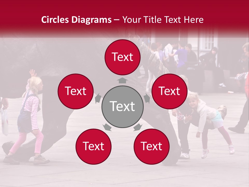 A Group Of Children Playing In Front Of A Statue PowerPoint Template