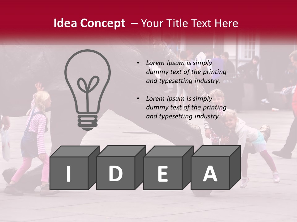 A Group Of Children Playing In Front Of A Statue PowerPoint Template