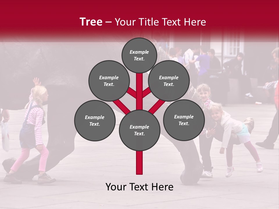 A Group Of Children Playing In Front Of A Statue PowerPoint Template