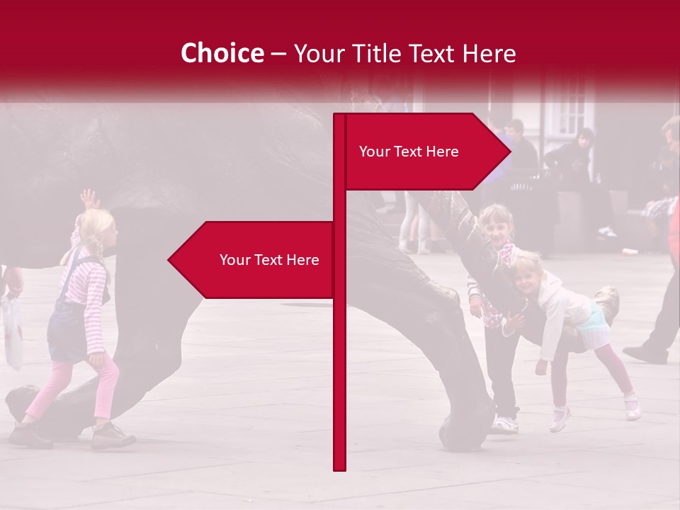 A Group Of Children Playing In Front Of A Statue PowerPoint Template