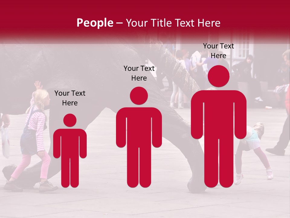 A Group Of Children Playing In Front Of A Statue PowerPoint Template