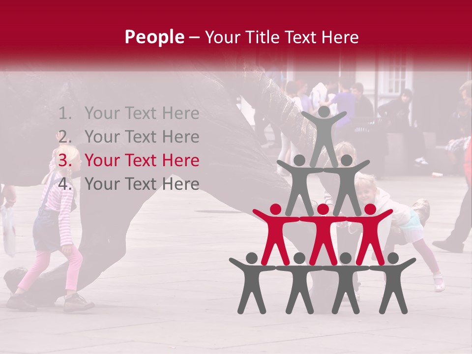 A Group Of Children Playing In Front Of A Statue PowerPoint Template