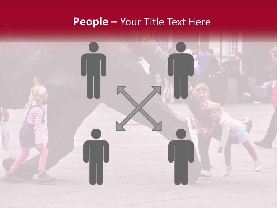 A Group Of Children Playing In Front Of A Statue PowerPoint Template